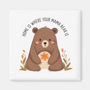 Cute Mama Bear with Flowers Magnet