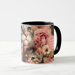 Cute Mama Cat and Kittens Feminine Mug
