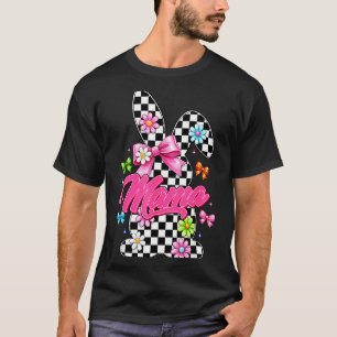 Cute mama chequered bunny coquette bow easter day T-Shirt