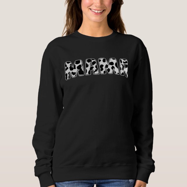 Cute Mama Cow Print Black White Mom Mother Animals Sweatshirt (Front)