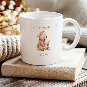 Cute Mama Established Boho Watercolor Bears Coffee Mug