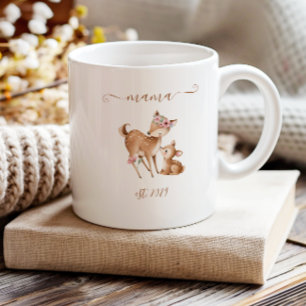Cute Mama Established Watercolor Boho Deer Coffee Mug