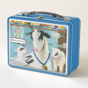Cute Mama Goats Art Metal Lunch Box