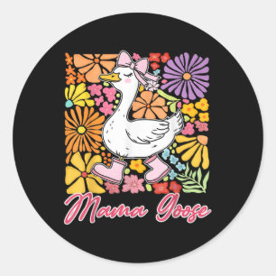 Cute Mama Goose Coquette Mothers Day Goose Lover Classic Round Sticker