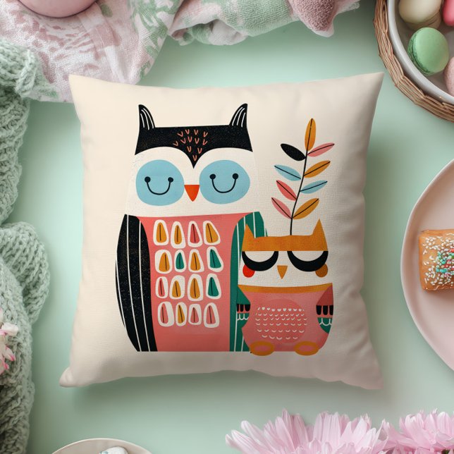 Cute Mama Owl& Baby Owlet Whimsical Nursery  Cushion (Creator Uploaded)