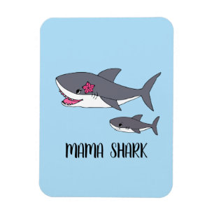 Cute Mama Shark and Baby Shark Magnet