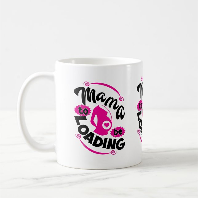 Cute Mama word art pregnancy announcement  Coffee Mug (Left)