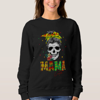 Cute Mamacita Skull Messy Bun Cinco De Mayo Mum Fa Sweatshirt
