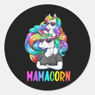 Cute Mamacorn Fun Unicorn Mothers Day Rainbow Colo Classic Round Sticker