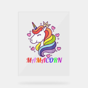 Cute Mamacorn Unicorn Mum Birthday Outfit Rainbow  Acrylic Sign