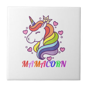 Cute Mamacorn Unicorn Mum Birthday Outfit Rainbow Ceramic Tile