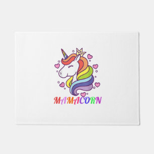 Cute Mamacorn Unicorn Mum Birthday Outfit Rainbow Doormat