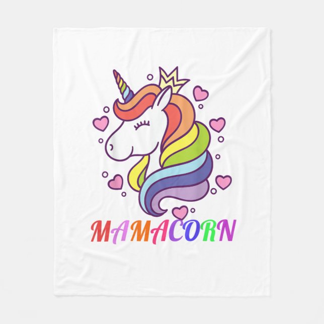 Cute Mamacorn Unicorn Mum Birthday Outfit Rainbow  Fleece Blanket (Front)