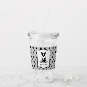 Cute Mama's Boy Boston Terrier (black) Acrylic Tumbler