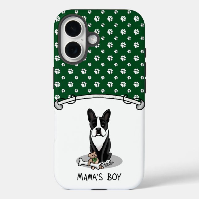 Cute Mama's Boy Boston Terrier (black) Case-Mate iPhone Case (Back)
