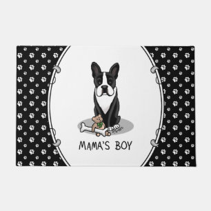 Cute Mama's Boy Boston Terrier (black) Dog Doormat