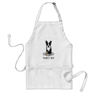 Cute Mama's Boy Boston Terrier (black) Dog Standard Apron