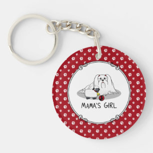 Cute Mama's Girl #2 Maltese Dog for Maltese Moms Key Ring