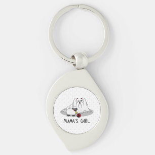 Cute Mama's Girl #2 Maltese Dog for Maltese Moms Key Ring