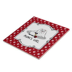 Cute Mama's Girl #2 Maltese Dog - Maltese Mum Ceramic Tile