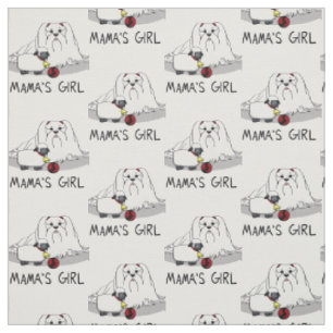 Cute Mama's Girl #2 Maltese Dog - Maltese Mum Fabric