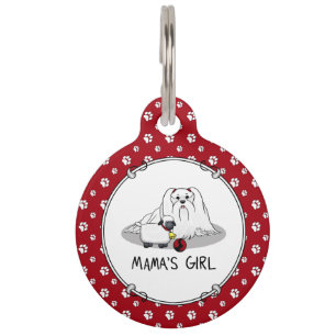Cute Mama's Girl #2 Maltese Dog - Maltese Mum Pet Tag