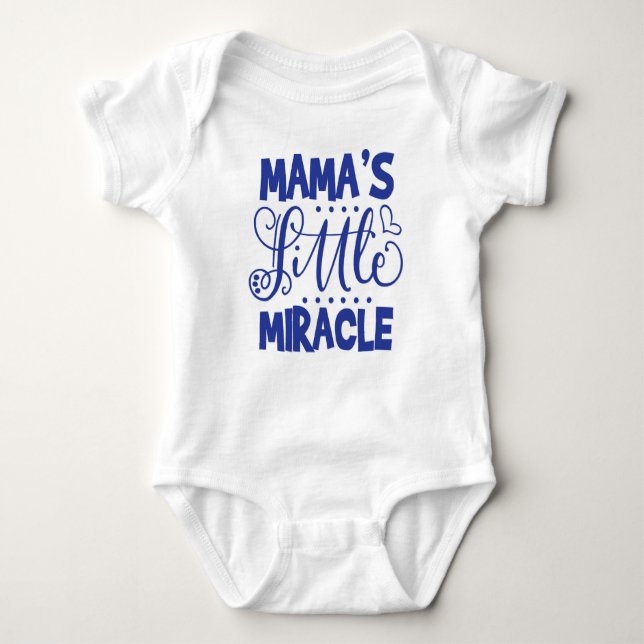 Cute Mama's Little Miracle Typography Baby Bodysuit (Front)