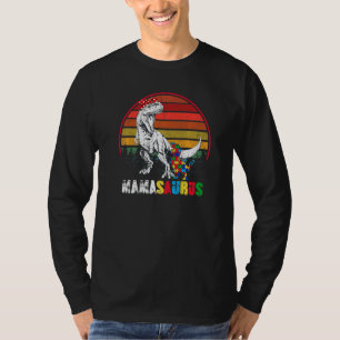Cute Mamasaurus T Rex Dinosaur Mama Autism Awarene T-Shirt