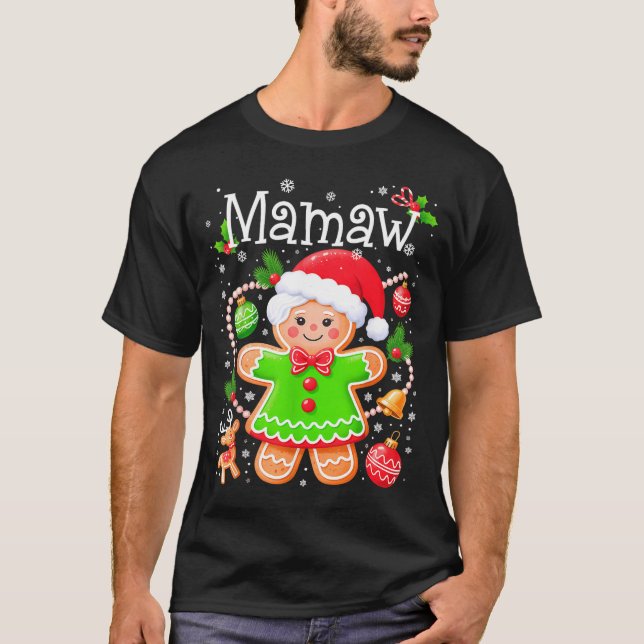 Cute Mamaw Gingerbread Family Matching Christmas C T-Shirt (Front)