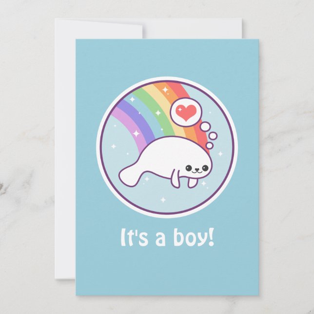 Cute Manatee Baby Shower Invitations (Front)