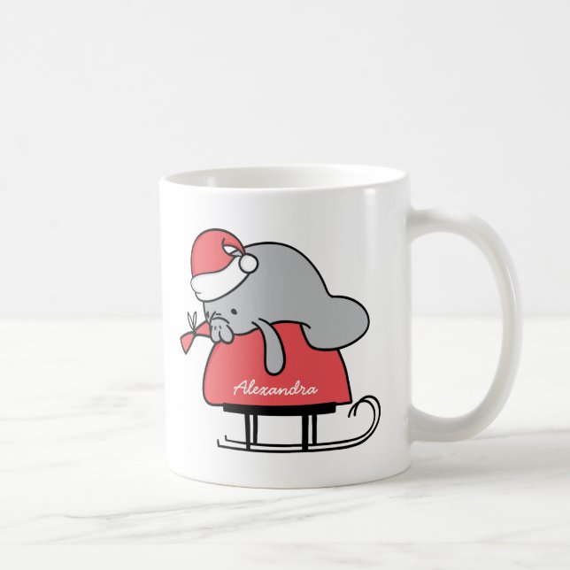 Cute Manatee Christmas Name Mug (Right)