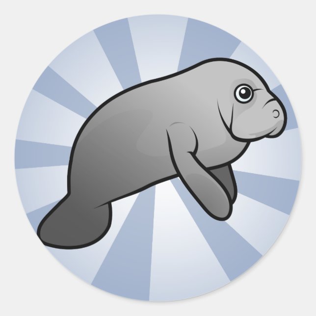 Cute Manatee Classic Round Sticker (Front)