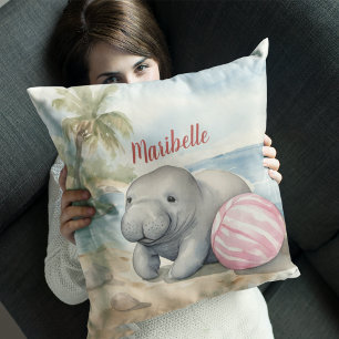Cute Manatee Girls Personalised Cushion