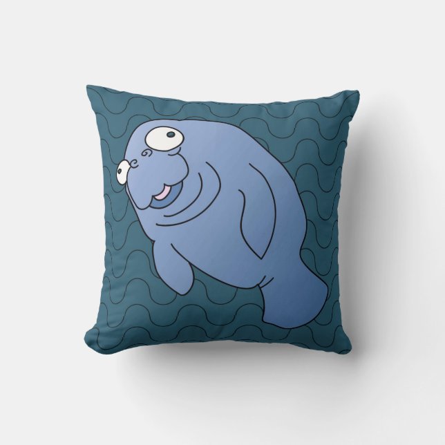 Cute Manatee Hugger Cartoon Animal Cushion (Front)