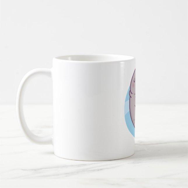 Cute Manatee Loves Drinking Boba Tea Coffee Mug (Left)