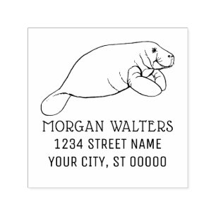 Cute Manatee Sea Cow Name Return Address R Self-inking Stamp