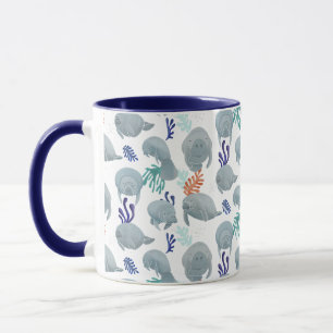 Cute Manatees With Bubbles Pattern  Mug