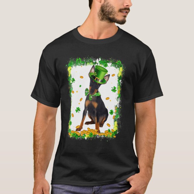 Cute Manchester Terrier Dog St Patricks Day Irish  T-Shirt (Front)