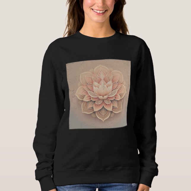 Cute Mandala Lotus Flower Illustration Unique Wome Sweatshirt (Front)