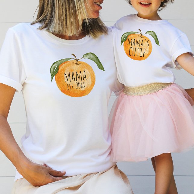 Cute Mandarin Orange Mama Mum Child Matching  T-Shirt (Creator Uploaded)