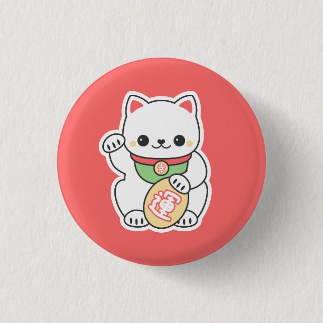 Cute Maneki Neko 3 Cm Round Badge (Front)