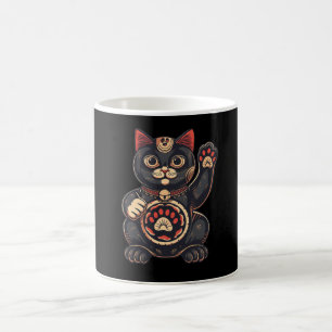 cute Maneki Neko cat print drawn Japanese Coffee Mug