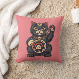  cute Maneki Neko cat print drawn Japanese  Cushion