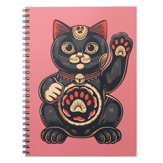  cute Maneki Neko cat print drawn Japanese  Notebook (Front)