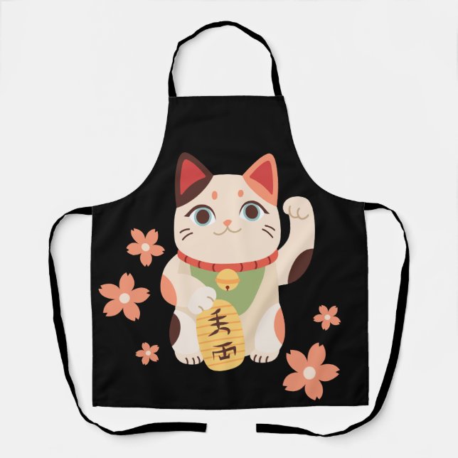 Cute Maneki Neko Lucky Cat Apron (Front)