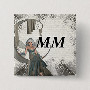 Cute manga fairy 15 cm square badge