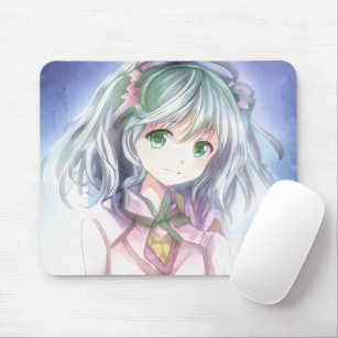 Cute Manga Girl Green Hair Waifu Kawaï Anime Mouse Pad