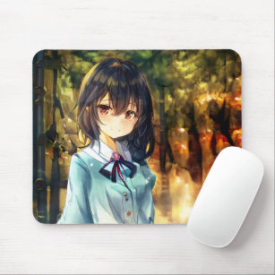 Cute Manga Girl In The Forest Waifu Kawaï Anime Mouse Pad