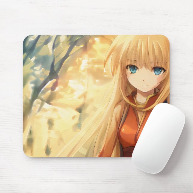 Cute Manga Girl In The Nature Waifu Kawaï Anime Mouse Pad (With Mouse)
