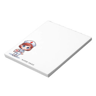 Cute Manga Nurse Redhead Blue Eyes Custom Notepad